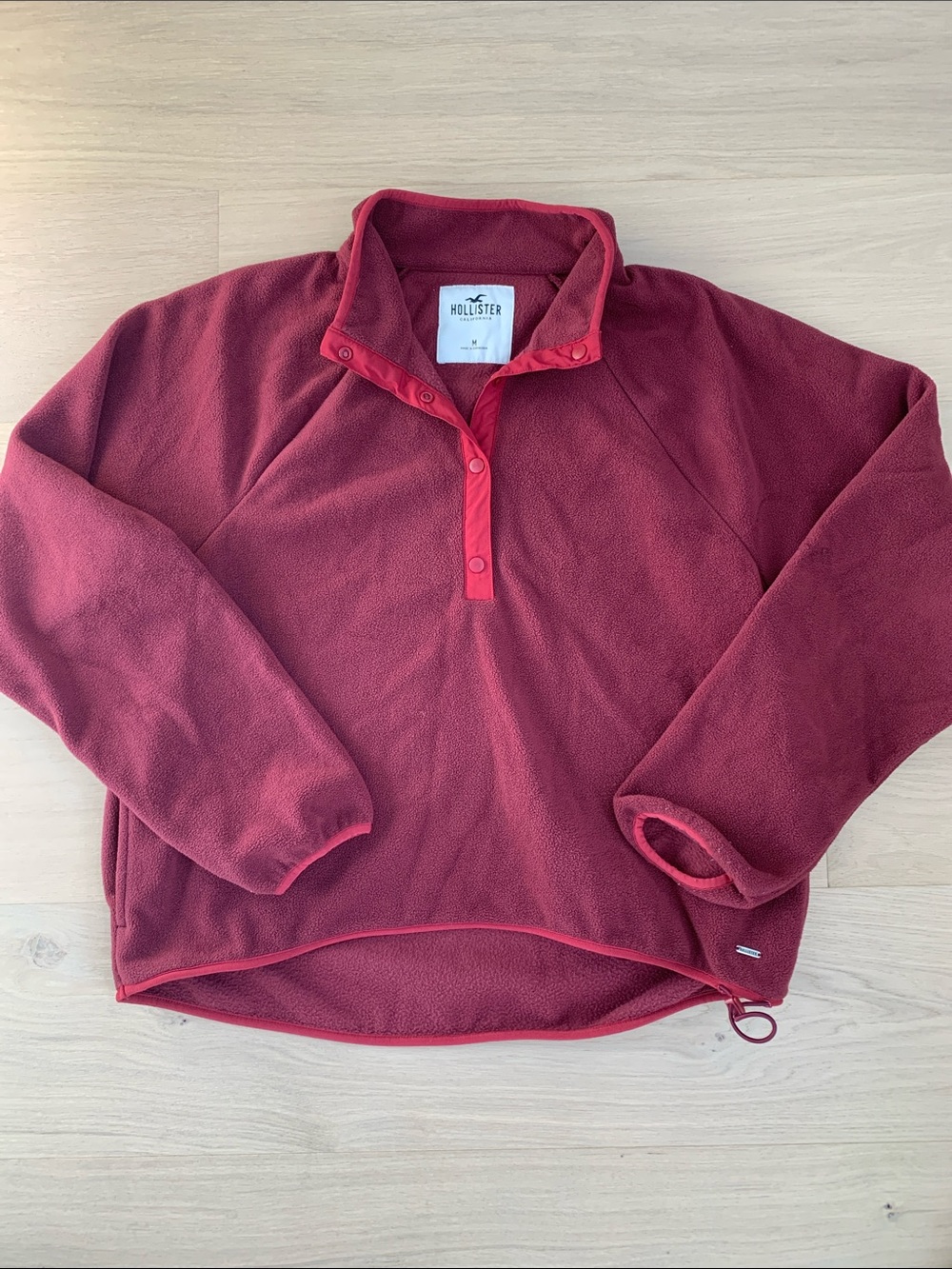 Hollister Women’s Burgundy Quarter-Snap Fleece Zip-Up